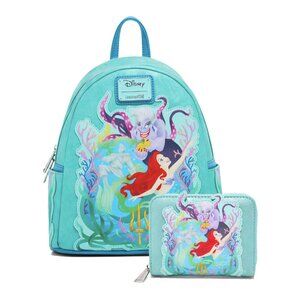 Loungefly Disney The Little Mermaid Glitter Portrait Mini Backpack and Wallet